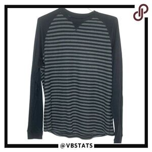 Large Under Armour Gray-Black Striped LS Shirt